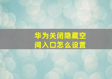 华为关闭隐藏空间入口怎么设置