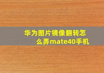 华为图片镜像翻转怎么弄mate40手机