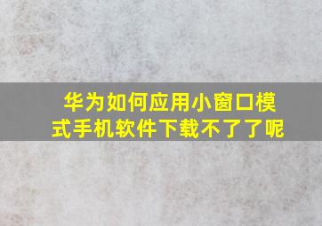 华为如何应用小窗口模式手机软件下载不了了呢