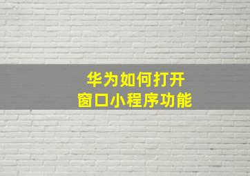 华为如何打开窗口小程序功能