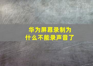 华为屏幕录制为什么不能录声音了