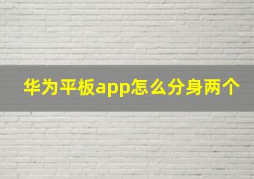 华为平板app怎么分身两个