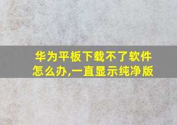 华为平板下载不了软件怎么办,一直显示纯净版