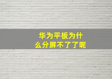 华为平板为什么分屏不了了呢