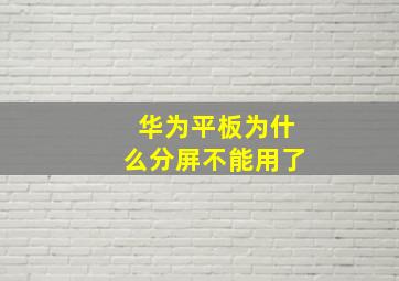 华为平板为什么分屏不能用了