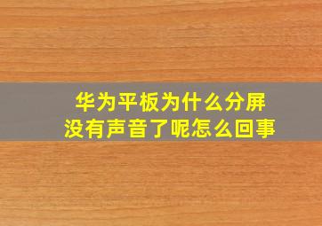 华为平板为什么分屏没有声音了呢怎么回事