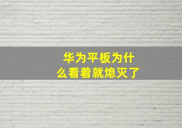 华为平板为什么看着就熄灭了