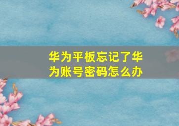 华为平板忘记了华为账号密码怎么办