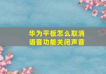 华为平板怎么取消语音功能关闭声音