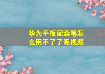 华为平板配套笔怎么用不了了呢视频