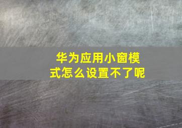 华为应用小窗模式怎么设置不了呢