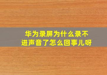 华为录屏为什么录不进声音了怎么回事儿呀