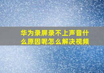 华为录屏录不上声音什么原因呢怎么解决视频