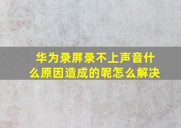 华为录屏录不上声音什么原因造成的呢怎么解决