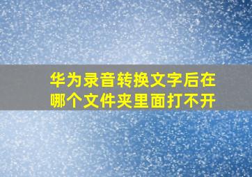 华为录音转换文字后在哪个文件夹里面打不开