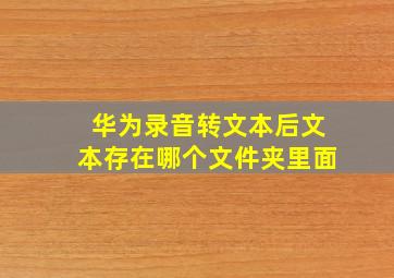 华为录音转文本后文本存在哪个文件夹里面