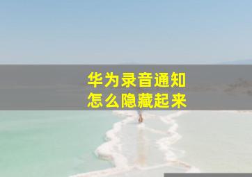 华为录音通知怎么隐藏起来