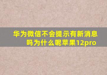 华为微信不会提示有新消息吗为什么呢苹果12pro