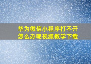 华为微信小程序打不开怎么办呢视频教学下载