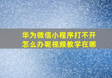 华为微信小程序打不开怎么办呢视频教学在哪