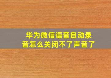 华为微信语音自动录音怎么关闭不了声音了