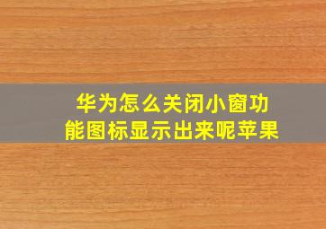 华为怎么关闭小窗功能图标显示出来呢苹果