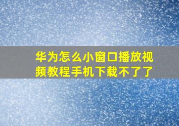 华为怎么小窗口播放视频教程手机下载不了了