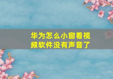 华为怎么小窗看视频软件没有声音了