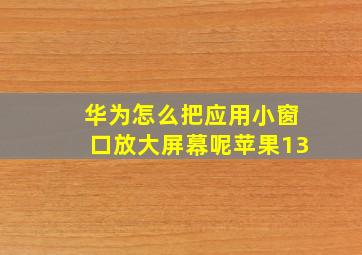 华为怎么把应用小窗口放大屏幕呢苹果13