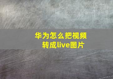 华为怎么把视频转成live图片