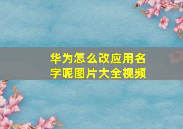 华为怎么改应用名字呢图片大全视频