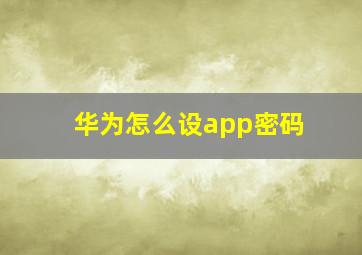 华为怎么设app密码