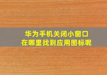 华为手机关闭小窗口在哪里找到应用图标呢