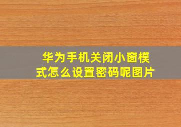 华为手机关闭小窗模式怎么设置密码呢图片