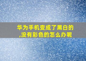 华为手机变成了黑白的,没有彩色的怎么办呢