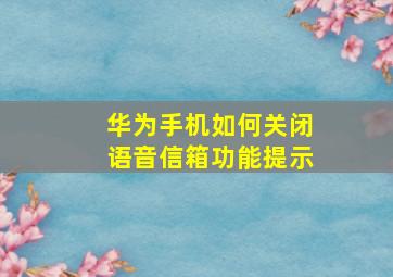 华为手机如何关闭语音信箱功能提示