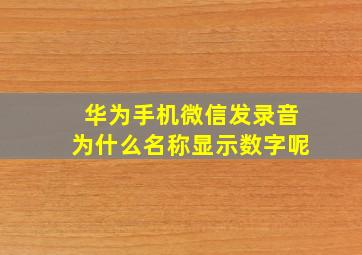 华为手机微信发录音为什么名称显示数字呢