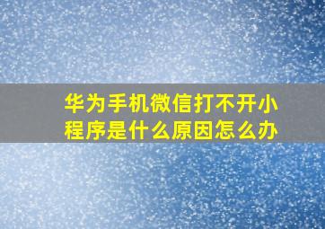 华为手机微信打不开小程序是什么原因怎么办