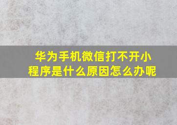 华为手机微信打不开小程序是什么原因怎么办呢