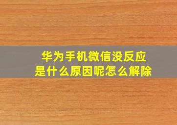 华为手机微信没反应是什么原因呢怎么解除