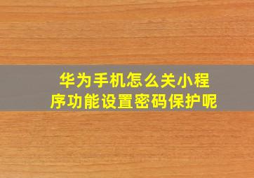 华为手机怎么关小程序功能设置密码保护呢