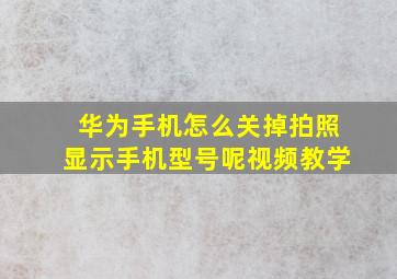 华为手机怎么关掉拍照显示手机型号呢视频教学