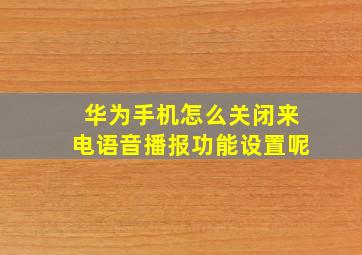 华为手机怎么关闭来电语音播报功能设置呢