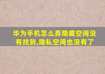 华为手机怎么弄隐藏空间没有找到,隐私空间也没有了