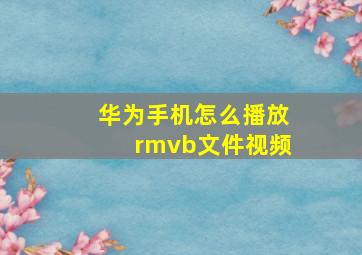 华为手机怎么播放rmvb文件视频