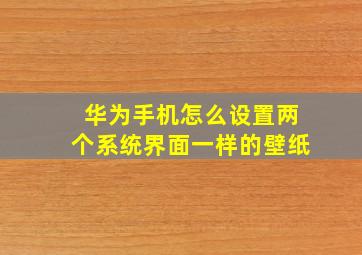 华为手机怎么设置两个系统界面一样的壁纸