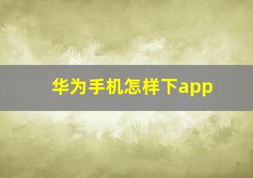 华为手机怎样下app