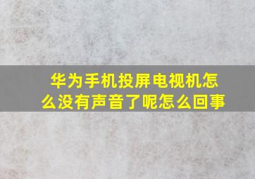 华为手机投屏电视机怎么没有声音了呢怎么回事