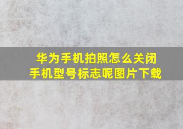 华为手机拍照怎么关闭手机型号标志呢图片下载