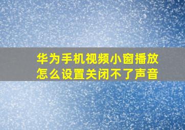 华为手机视频小窗播放怎么设置关闭不了声音